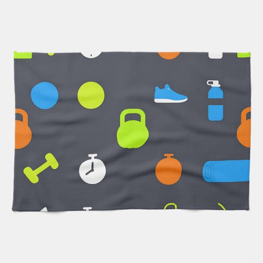 Fitnessapparatuur Workout Patroon Theedoek (Horizontaal)