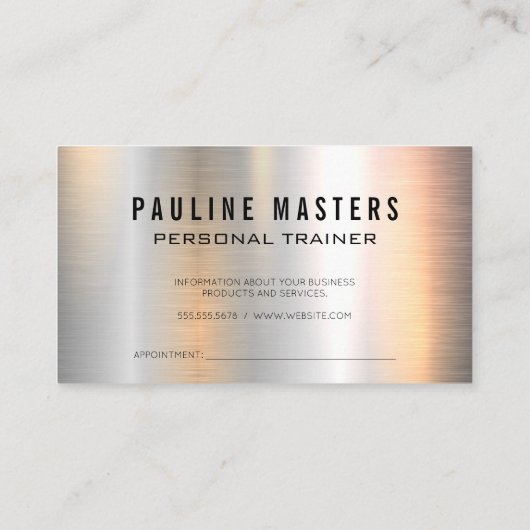 Fitnesscentrum Logo | metallische achtergrond Afsprakenkaartje (Achterkant)