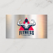 Fitnesscentrum Logo | metallische achtergrond Afsprakenkaartje (Voorkant)