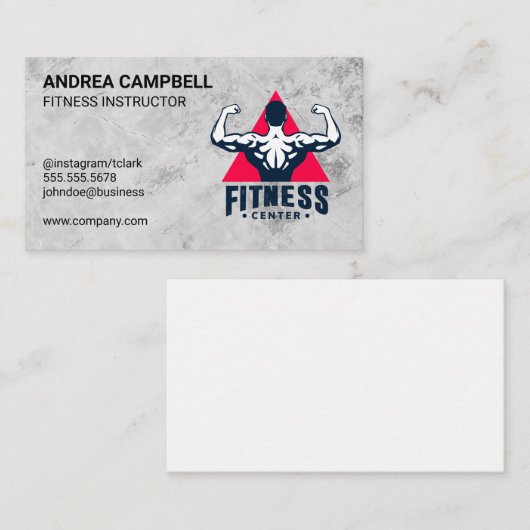 Fitnesscentrum | Man spant spieren aan Visitekaartje (Voorkant / Achterkant)