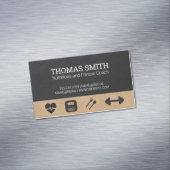 fitnesscoach | Gezondheid | zwart leder Magnetisch Visitekaartje (Voorbeeld)