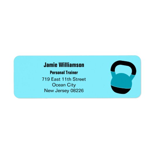 Fitnesscoach Kettlebell Retouradres Etiket (Voorkant)