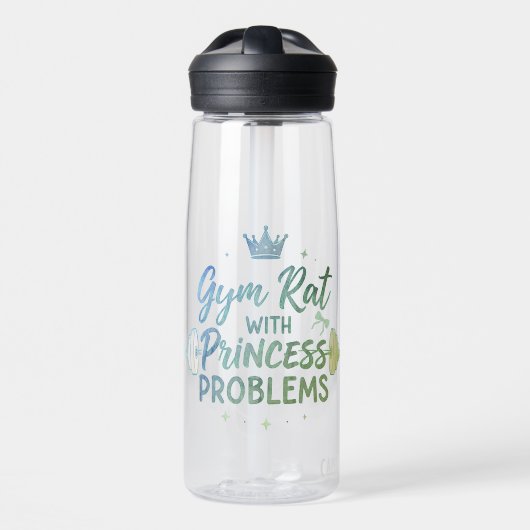 Fitnessfles voor Gym Rat met Princess Problems Waterfles (Voorkant)