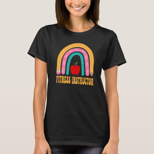 Fitnessinstructeur Regenboogstoot terug naar schoo T-shirt (Voorkant)