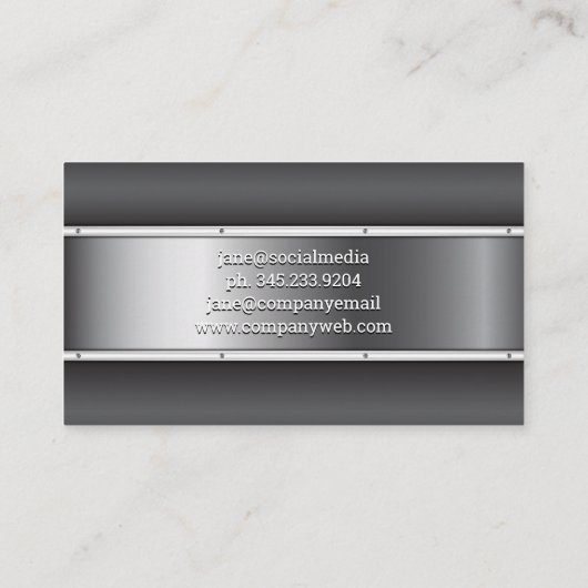 Fitnesslogo | Metallic Industriële Visitekaart Visitekaartje (Achterkant)