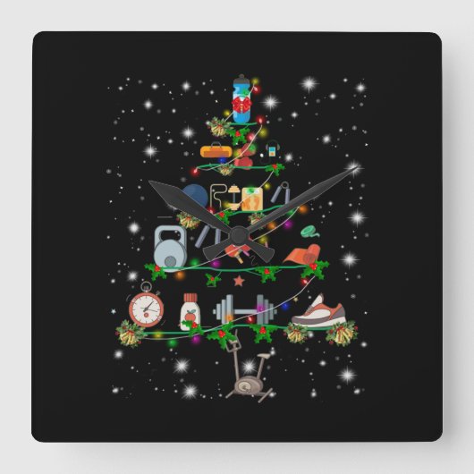 Fitnesslover| Kerstaven voor turkije Vierkante Klok (Voorkant)