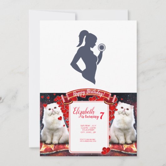 Fitnessmeisje tilt dumbbels kaart (Voorkant)