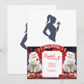 Fitnessmeisje tilt dumbbels kaart (Voorkant / Achterkant)