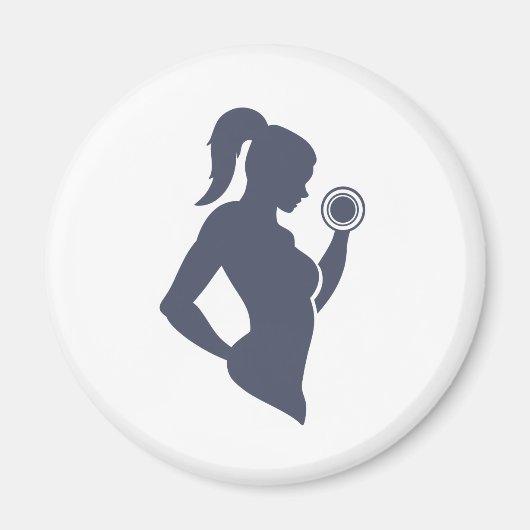 Fitnessmeisje tilt dumbbels magneet (Voorkant)