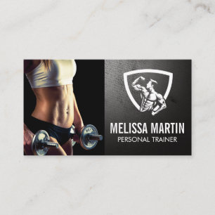 Fitnessmodel met dumbbells   Fitness Logo Visitekaartje