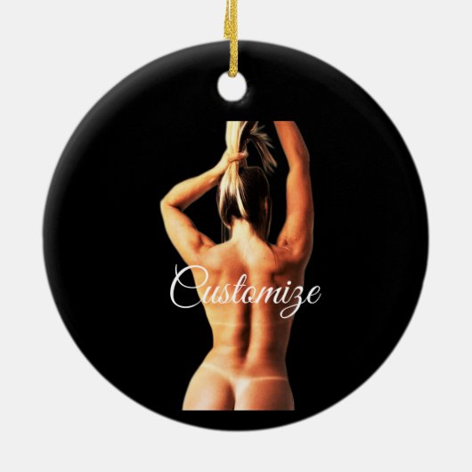 Fitnessmodel Tanlines Thunder_Cove Keramisch Ornament (Achterkant)