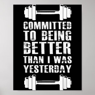 Fitnessmotivatie voor mannen vrouwen met gezegde G Poster
