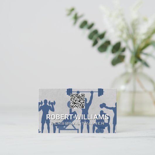 Fitnessoefeningen | QR-code Visitekaartje (Staand voorkant)
