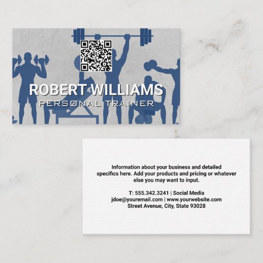 Fitnessoefeningen | QR-code Visitekaartje (Voorkant / Achterkant)