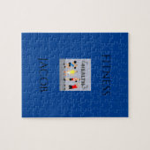 Fitnesspuzzel in blauw met aangepaste naam. legpuzzel (Horizontaal)