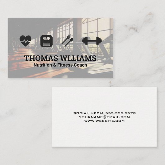 fitnessruimte | Pictogrammen uitwerken Visitekaartje (Voorkant / Achterkant)