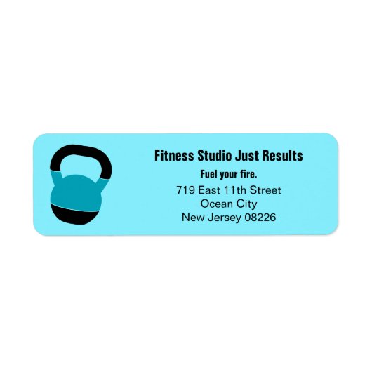 Fitnessstudio Motto Kettlebell Retouradres Etiket (Voorkant)