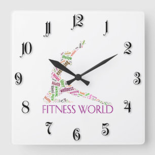 fitnesswereld vierkante klok