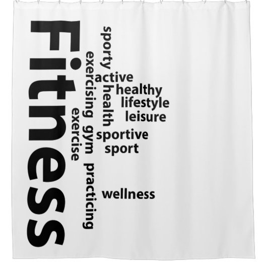Fitnesswoorden Douchegordijn (Voorkant)