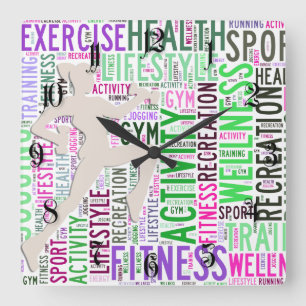 Fitnesswoorden Vierkante Klok