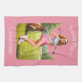 Fitte vrouwelijke golfer Thunder_Cove Theedoek (Horizontaal)