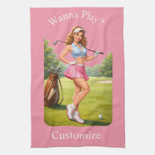 Fitte vrouwelijke golfer Thunder_Cove Theedoek