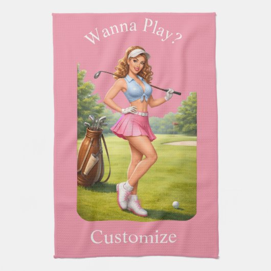 Fitte vrouwelijke golfer Thunder_Cove Theedoek (Verticaal)