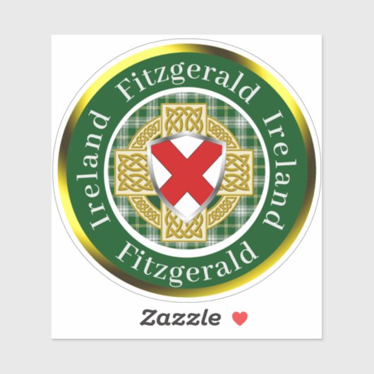 Fitzgerald Shield & Celtic Cross gepersonaliseerd Sticker (Vel)