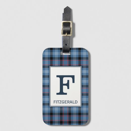Fitzgerald Tartan Blauw Plaid Patroon Bagagelabel (Voorkant (verticaal))