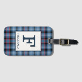 Fitzgerald Tartan Blauw Plaid Patroon Bagagelabel (Voorkant (horizontaal))