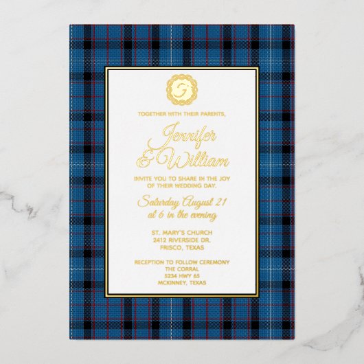 Fitzgerald Tartan Bond Folie Uitnodiging (Voorkant)