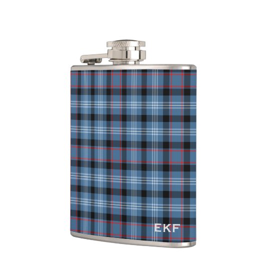 Fitzgerald Tartan Monogram Blauw en Zwart Plaid Heupfles (Links)