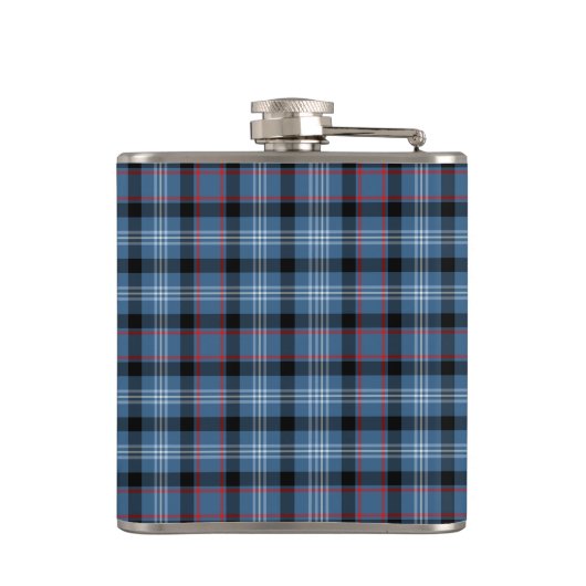 Fitzgerald Tartan Monogram Blauw en Zwart Plaid Heupfles (Achterkant)