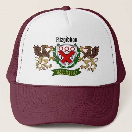 Fitzgibbon Irish Shield gepersonaliseerd Trucker Pet (Voorkant)