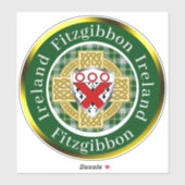 Fitzgibbon Shield & Keltisch Kruis gepersonaliseer Sticker (Vel)