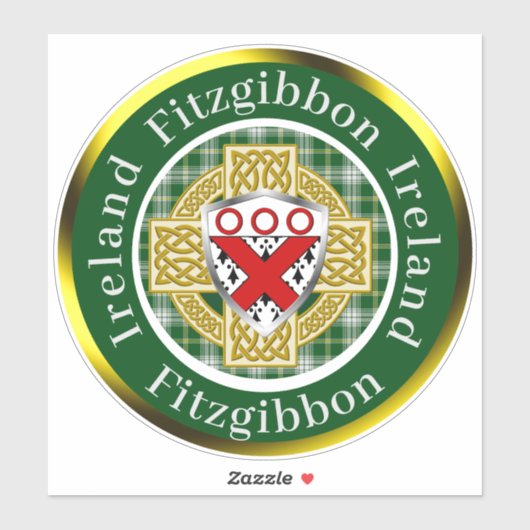 Fitzgibbon Shield & Keltisch Kruis gepersonaliseer Sticker (Vel)
