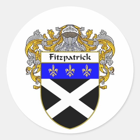 Fitzpatrick Wapenschild (Gemanteld) Ronde Sticker (Voorkant)