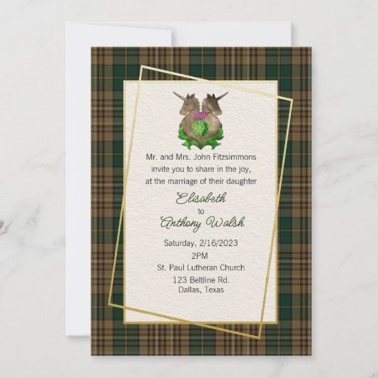 Fitzsimmons Clan Scottish Symbols Wedding Kaart (Voorkant)
