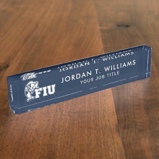 FIU Panthers - White Logo Naambordje (Zijkant)