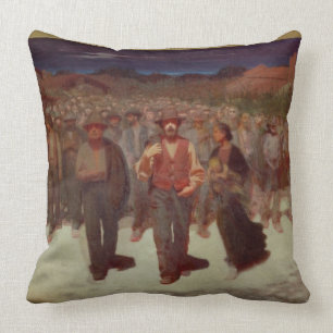 Fiumana (The Human Tide) 1895-96 (olie op doek) Kussen