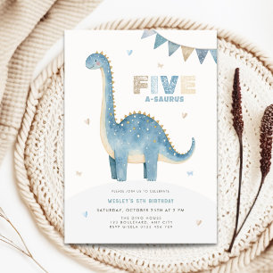 Five A-Saurus verjaardagsuitnodiging dinosaurussen Kaart