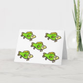 Five Cartoon Green Fish Greeting Card Kaart (Voorkant)