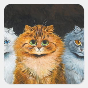 Five Cats by Louis Wain Vierkante Sticker