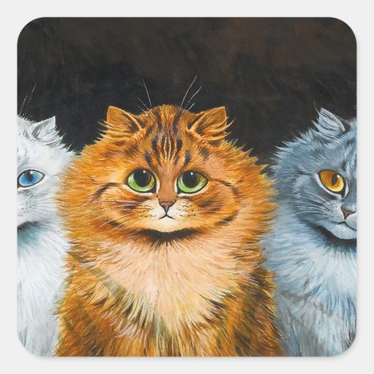 Five Cats by Louis Wain Vierkante Sticker (Voorkant)