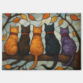 Five Cats on a Tree Branch Stained Glass Style Magneet (Voorkant)