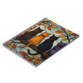 Five Cats on a Tree Branch Stained Glass Style Notitieboek (Linkerzijde)