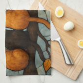 Five Cats on a Tree Branch Stained Glass Style Theedoek (Quarter Fold)