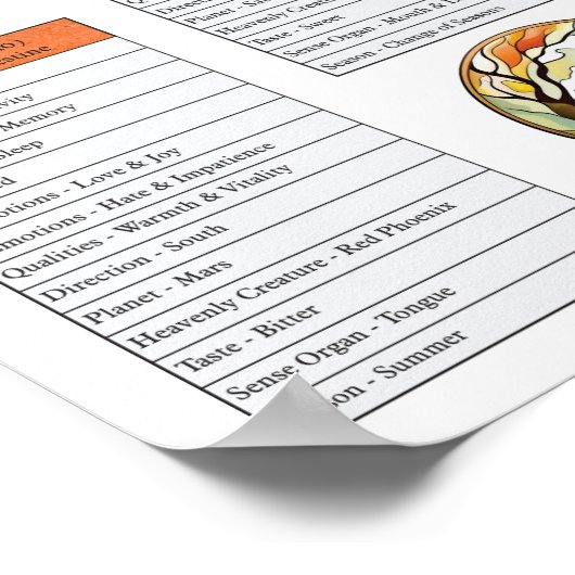 Five Elements Characteristics TCM Poster (Hoek)