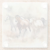 “Five Galloping Mustangs” Stof western aquarel Glazen Onderzetter (Achterkant)