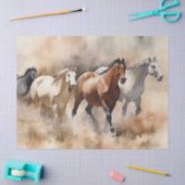 “Five Galloping Mustangs” Stof western aquarel Tissuepapier (Craft)